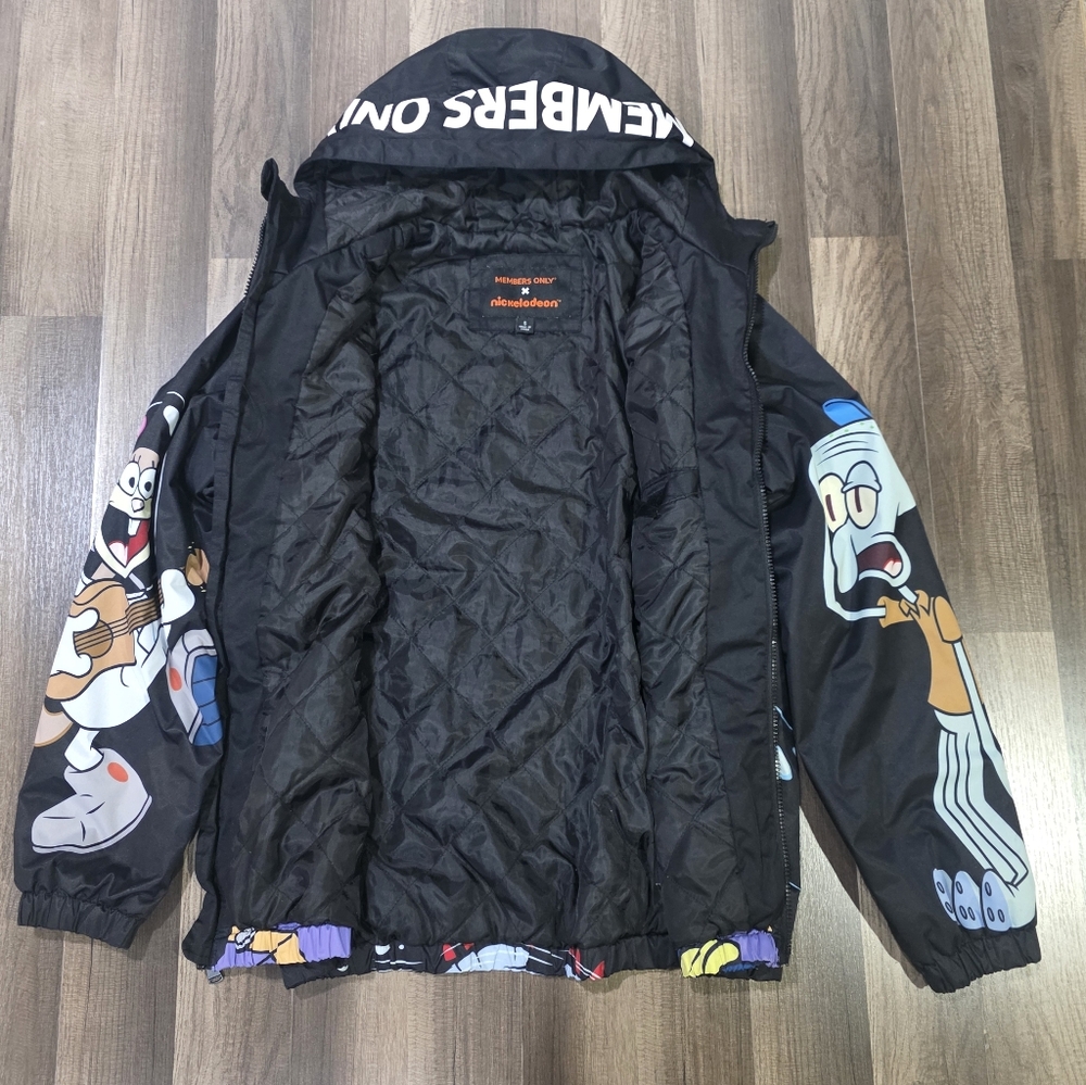 Members Only X Nickelodeon SpongeBob SquarePants Graphic Hooded Full Zip Jacket. - Picture 3 of 12